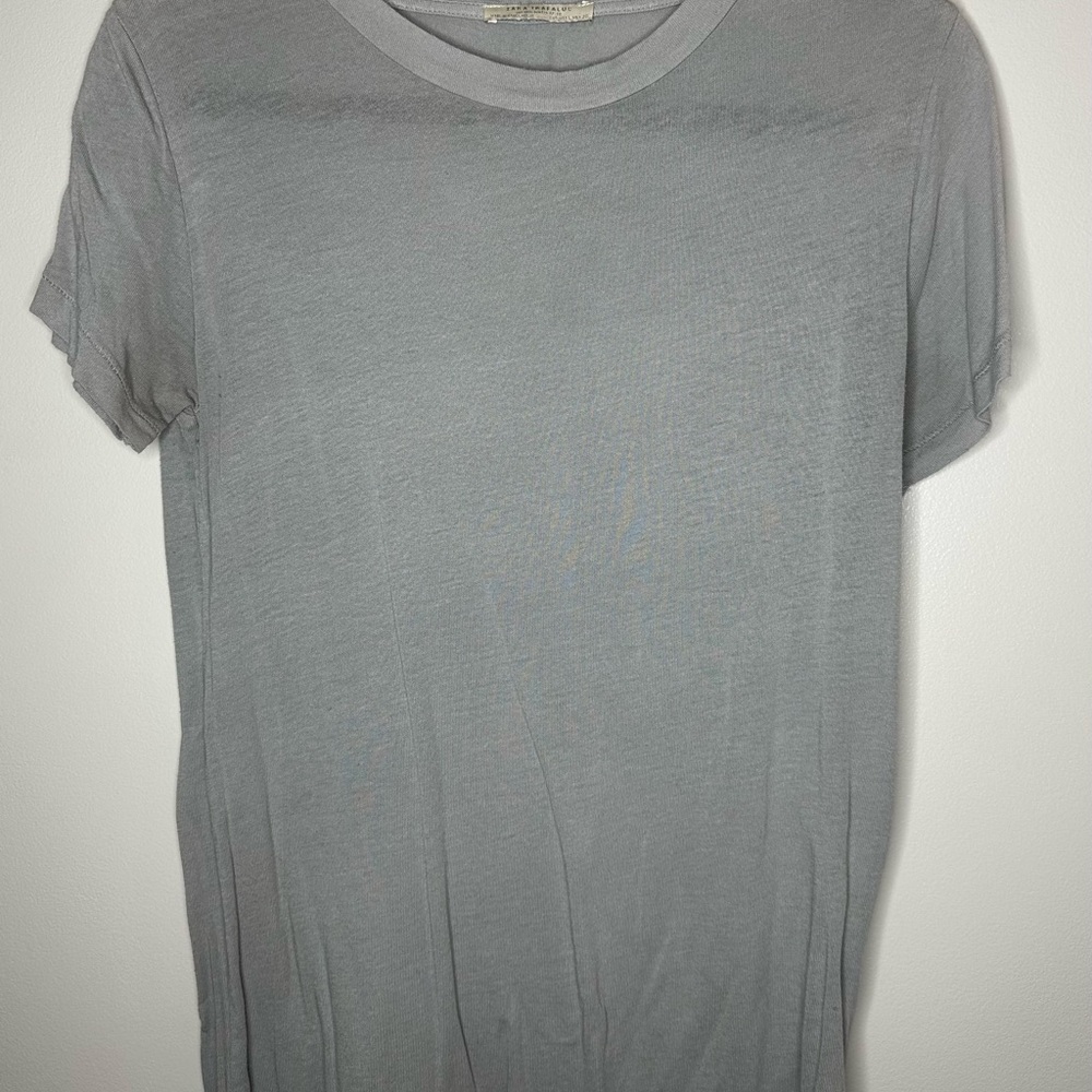 Zara Light Gray Crew Neck Tee